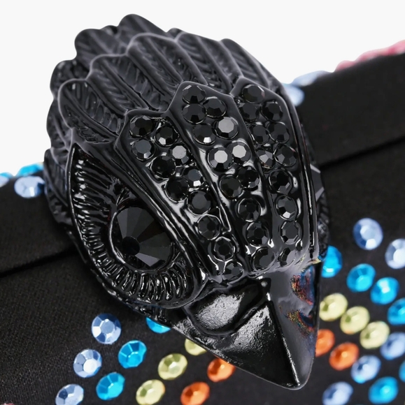 Kurt Geiger Black Rhinestone Crossbody Bag With Raven Closure - Picture 3 of 8